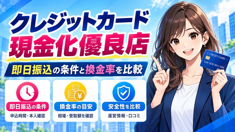 クレジットカード現金化優良店！即日振込の条件と換金率を比較