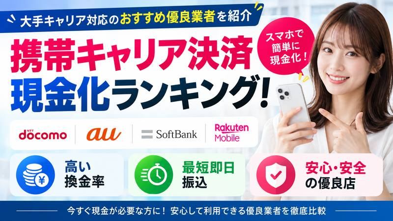 携帯キャリア決済現金化ランキング!大手キャリア対応のおすすめ優良業者を紹介