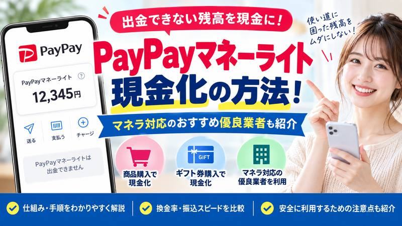 PayPayマネーライト現金化の方法!マネラ対応おすすめ優良業者も紹介